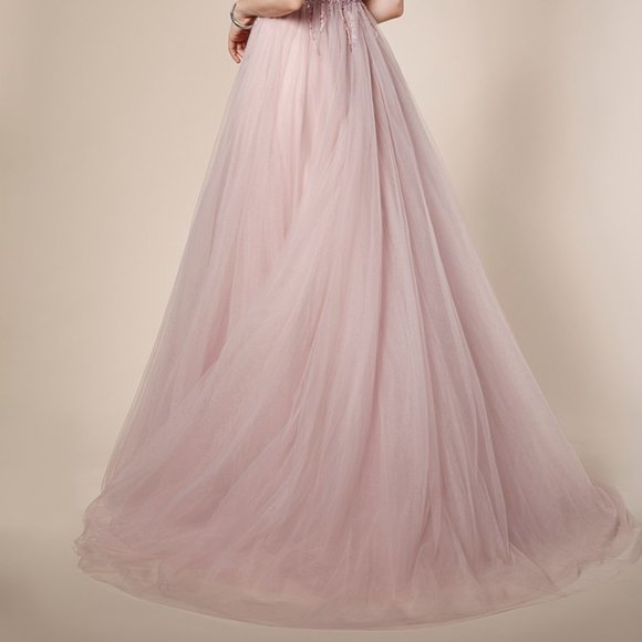 V-Neck Sequined Bodice A-Line Prom Dress ALA0391 - Picture 4 of 5